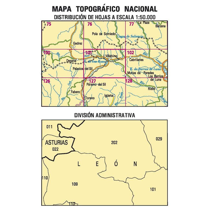 Carte topographique de l'Espagne - Villablino, n° 0101 | CNIG - 1/50 000 carte pliée CNIG 