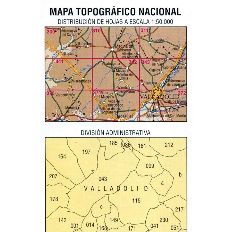 Carte topographique de l'Espagne n° 0342 - Villabrágima | CNIG - 1/50 000 carte de randonnée CNIG