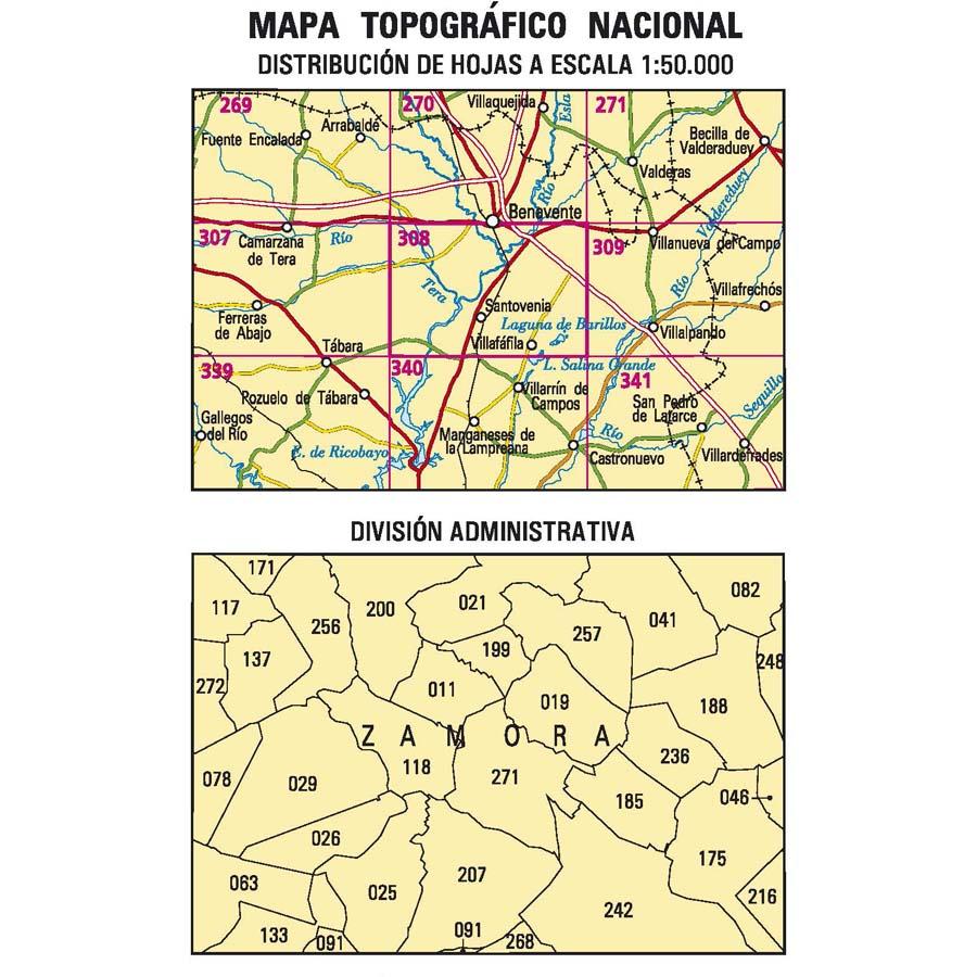 Carte topographique de l'Espagne n° 0308 - Villafáfila | CNIG - 1/50 000 carte de randonnée CNIG