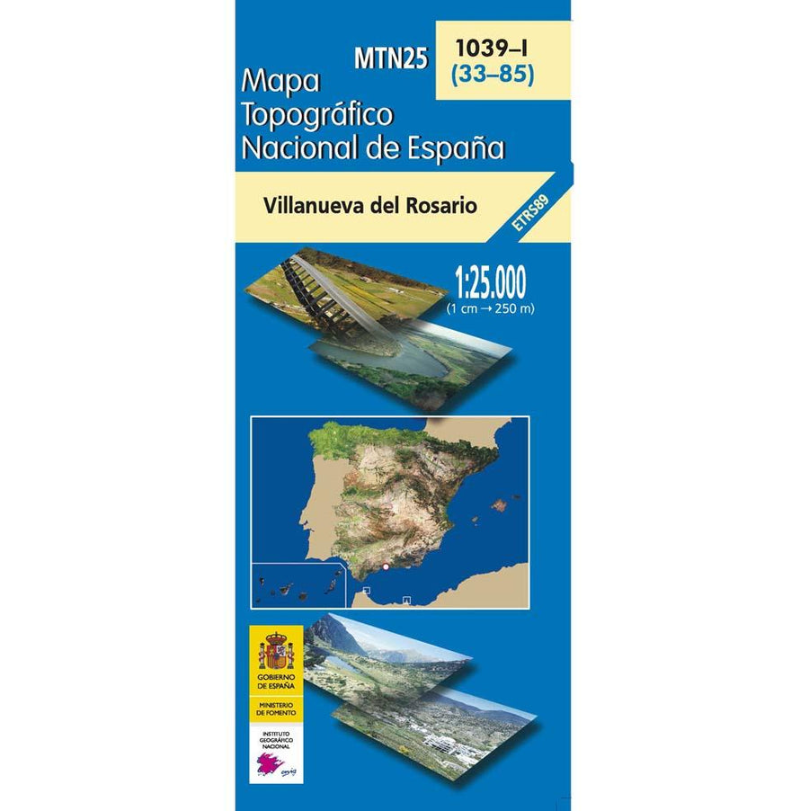 Carte topographique de l'Espagne - Villanueva del Rosario, n° 1039.1 | CNIG - 1/25 000 carte pliée CNIG 