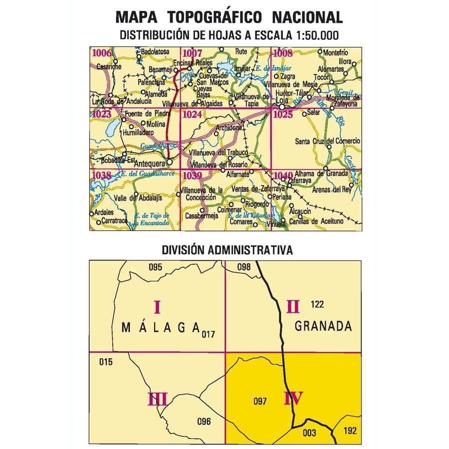 Carte topographique de l'Espagne - Villanueva del Trabuco, n° 1024.4 | CNIG - 1/25 000 carte pliée CNIG 