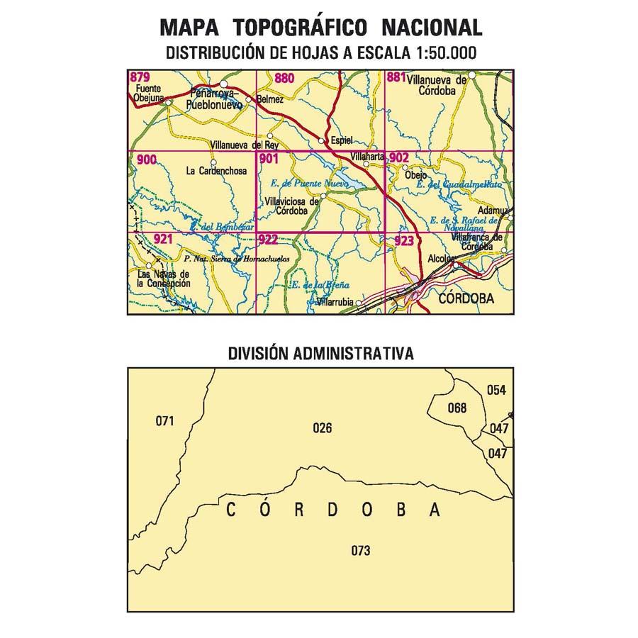 Carte topographique de l'Espagne n° 0901 - Villaviciosa de Córdoba | CNIG - 1/50 000 carte de randonnée CNIG