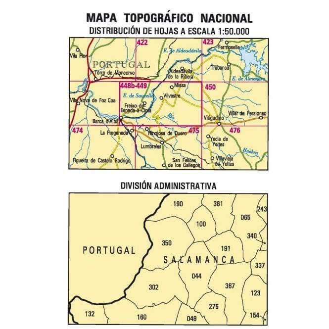 Carte topographique de l'Espagne - Vilvestre, n° 0448B/449 | CNIG - 1/50 000 carte pliée CNIG 
