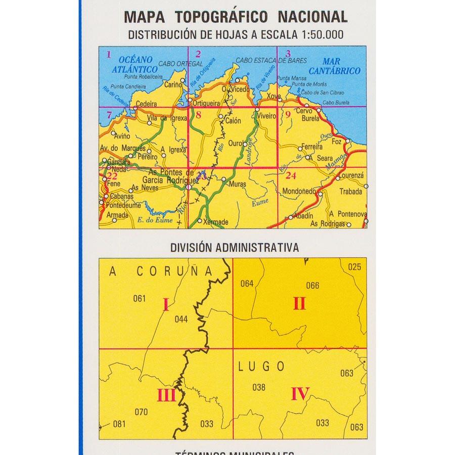 Carte topographique de l'Espagne n° 0008.2 - Viveiro | CNIG - 1/25 000 carte de randonnée CNIG