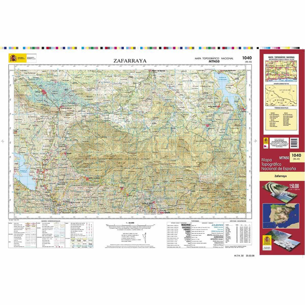 Carte topographique de l'Espagne - Zafarraya, n° 1040 | CNIG - 1/50 000 carte pliée CNIG 