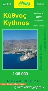 Carte topographique de l'île de Kythnos - n° 310 | Orama carte de randonnée Orama
