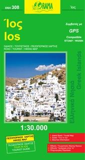 Carte topographique de l'île d'Ios - n° 308 | Orama carte de randonnée Orama