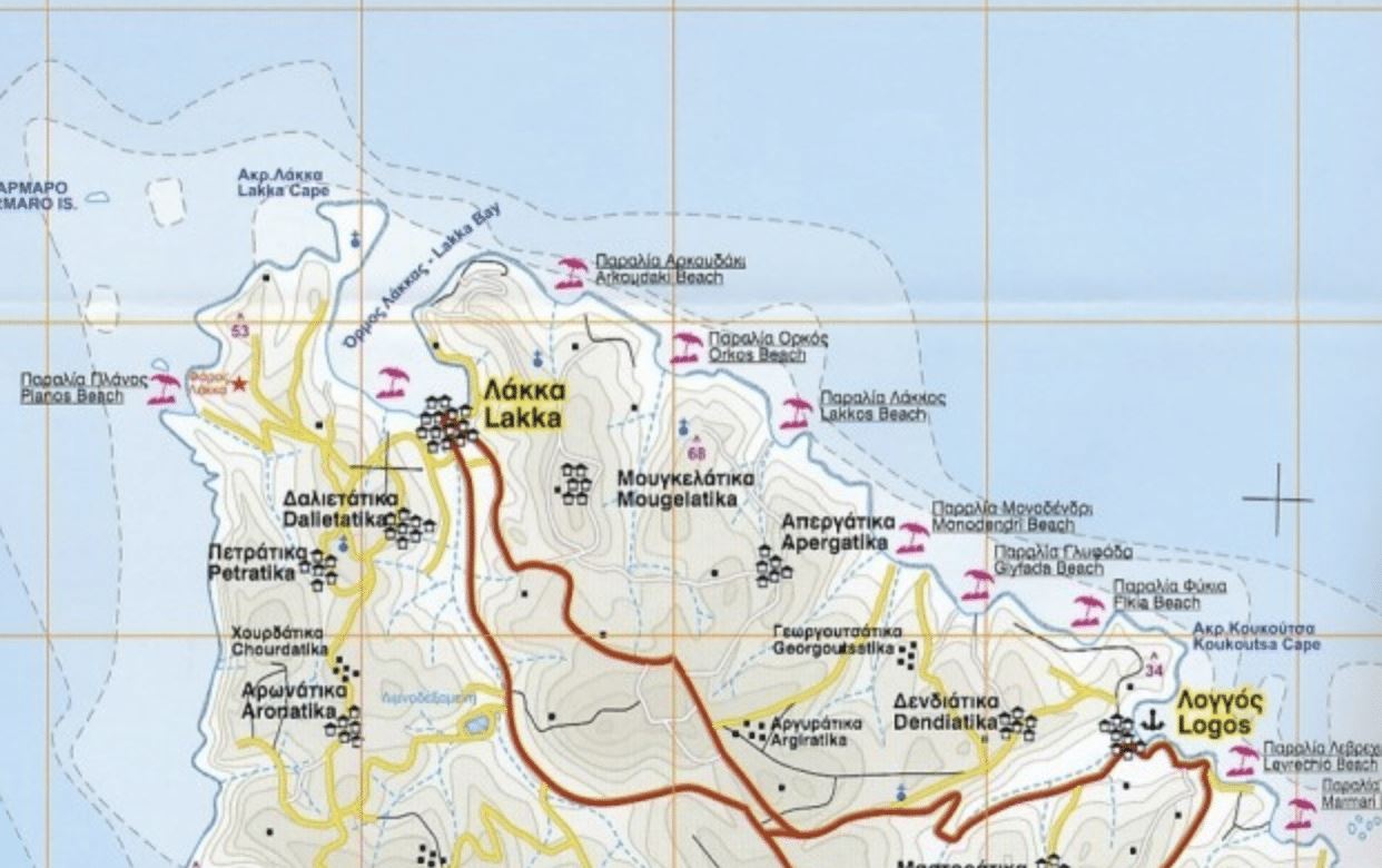 Carte topographique de Paxos et Antipaxos - n° 305 | Orama carte de randonnée Orama