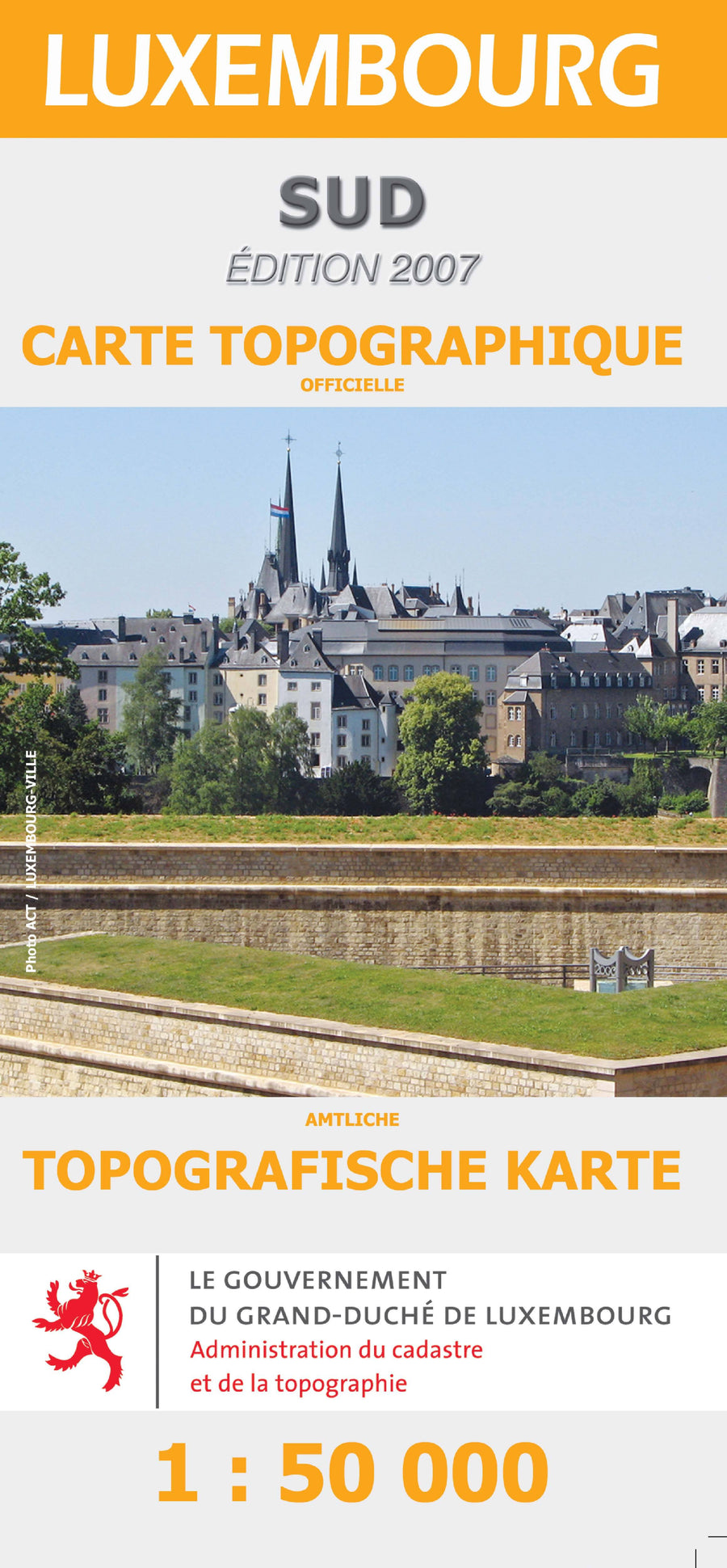Carte topographique et touristique - Sud du Grand Duché de Luxembourg carte pliée Service topographique du Luxembourg 