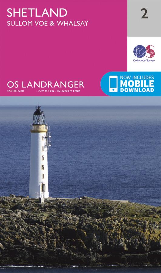 Carte topographique n° 002 - Shetland - Sullom Voe, Whalsay (Grande Bretagne) | Ordnance Survey - Landranger carte pliée Ordnance Survey 