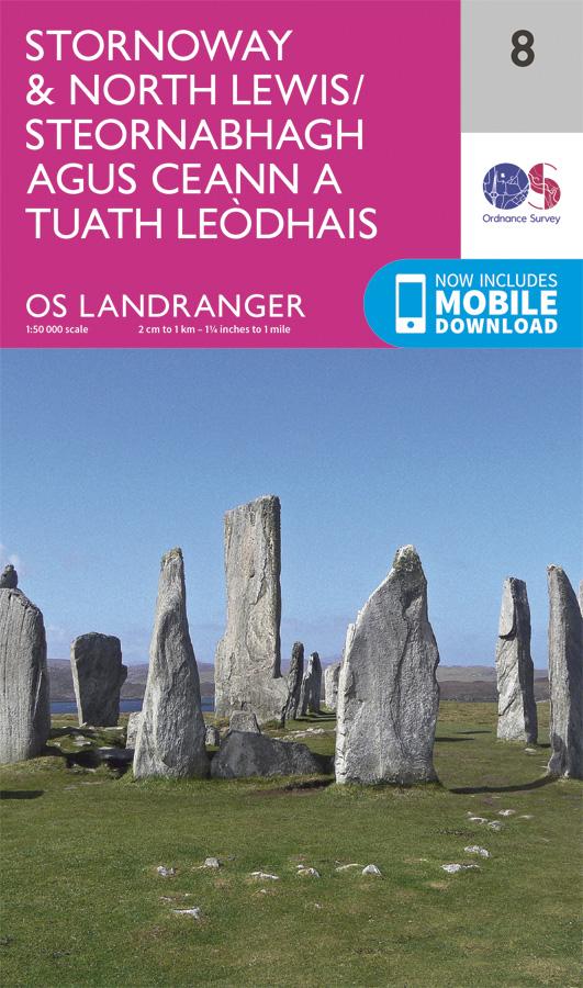 Carte topographique n° 008 - Stornoway, North Lewis (Grande Bretagne) | Ordnance Survey - Landranger carte pliée Ordnance Survey 
