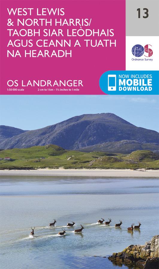 Carte topographique n° 013 - West Lewis, North Harris (Grande Bretagne) | Ordnance Survey - Landranger carte pliée Ordnance Survey 