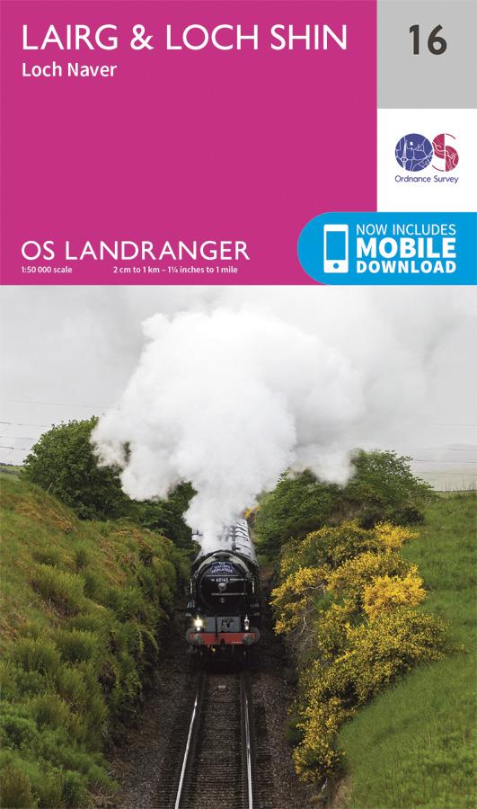 Carte topographique n° 016 - Lairg, Loch Shin (Grande Bretagne) | Ordnance Survey - Landranger carte pliée Ordnance Survey 