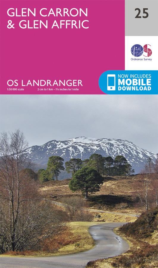 Carte topographique n° 025 - Glen Carron, Glen Affric (Grande Bretagne) | Ordnance Survey - Landranger carte pliée Ordnance Survey 