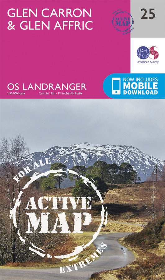 Carte topographique n° 025 - Glen Carron, Glen Affric (Grande Bretagne) | Ordnance Survey - Landranger carte pliée Ordnance Survey Plastifiée 