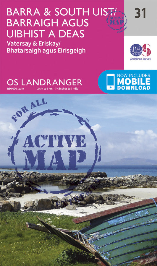 Carte topographique n° 031 - Barra, South Uist (Grande Bretagne) | Ordnance Survey - Landranger carte pliée Ordnance Survey Plastifiée 