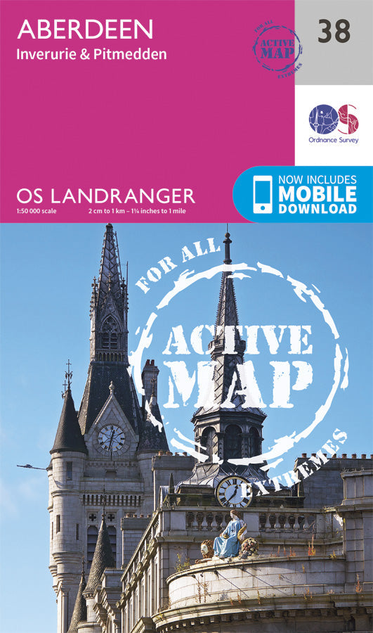 Carte topographique n° 038 - Aberdeen (Ecosse) | Ordnance Survey - Landranger carte de randonnée Ordnance Survey Plastifiée