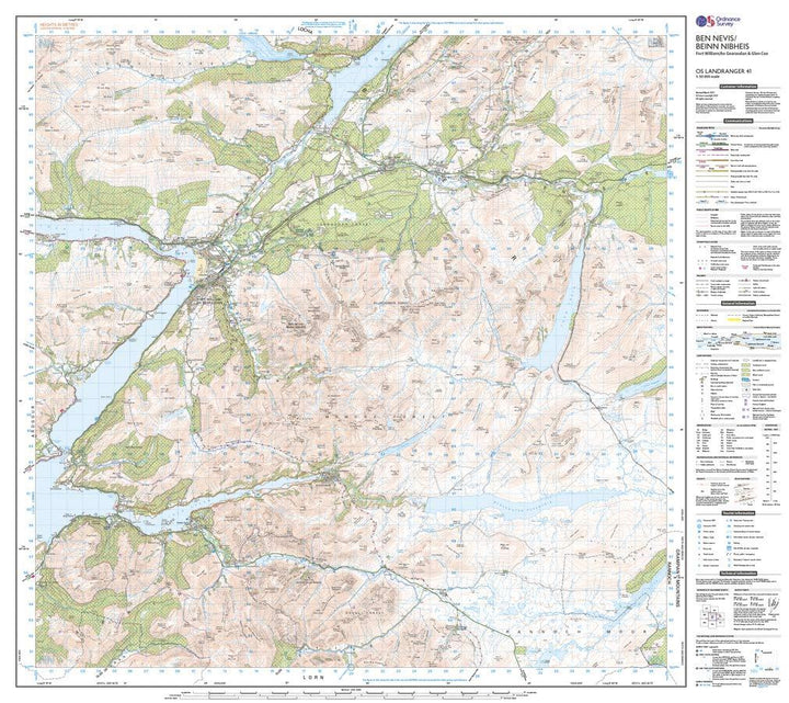 Carte topographique n° 041 - Ben Nevis, Fort William, Glen Coe (Ecosse) | Ordnance Survey - Landranger carte pliée Ordnance Survey 
