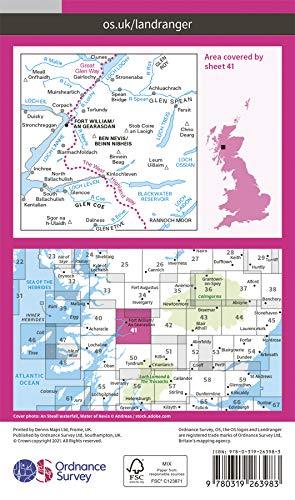 Carte topographique n° 041 - Ben Nevis, Fort William, Glen Coe (Ecosse) | Ordnance Survey - Landranger carte pliée Ordnance Survey 