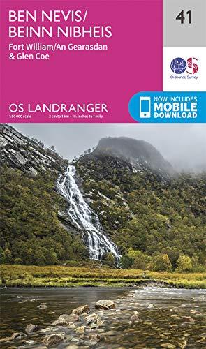 Carte topographique n° 041 - Ben Nevis, Fort William, Glen Coe (Ecosse) | Ordnance Survey - Landranger carte pliée Ordnance Survey 