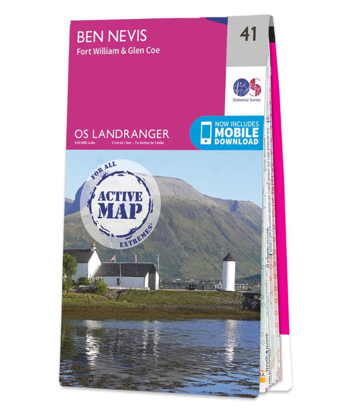 Carte topographique n° 041 - Ben Nevis, Fort William, Glen Coe (Ecosse) | Ordnance Survey - Landranger carte pliée Ordnance Survey Plastifiée 