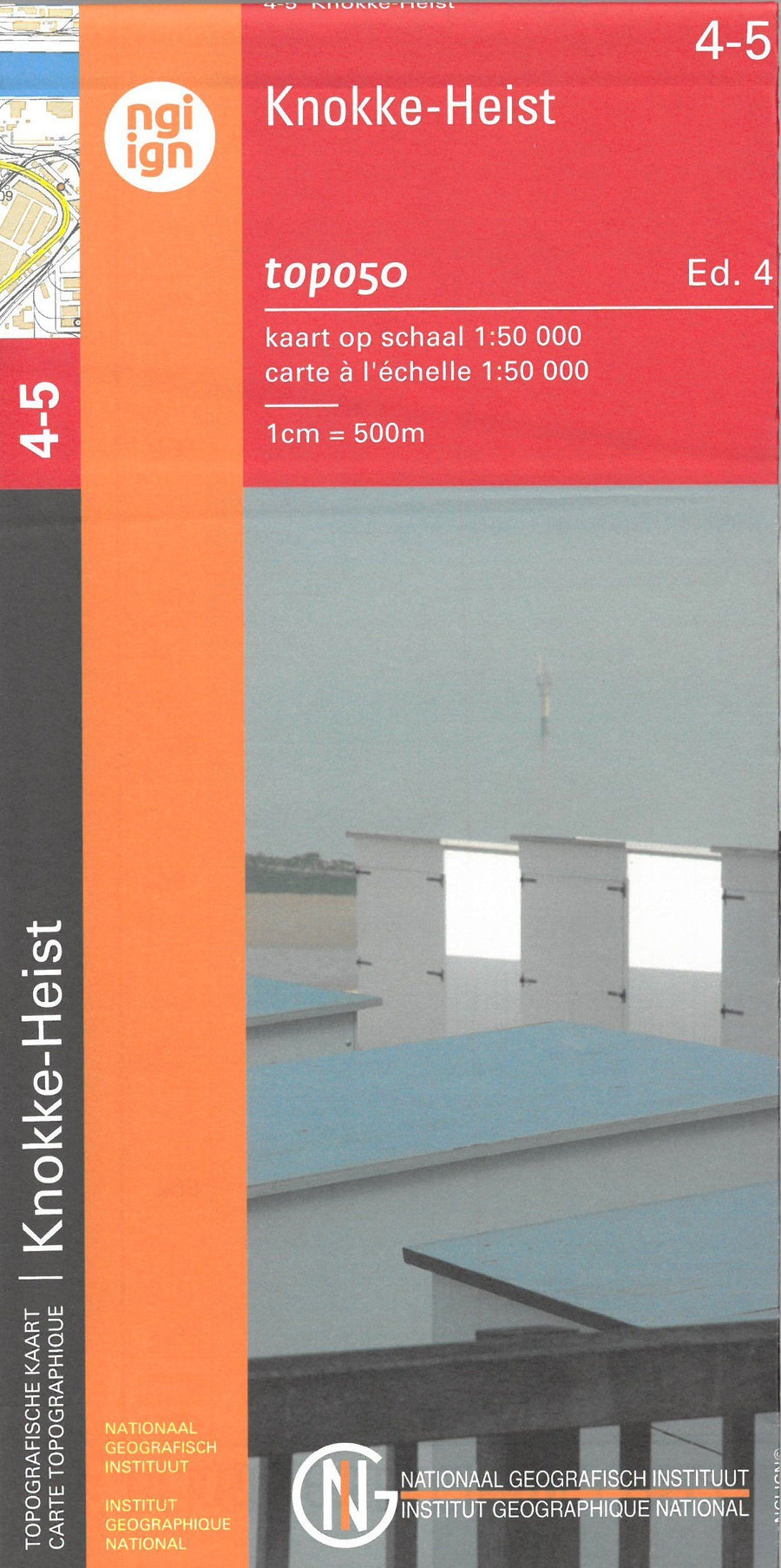 Carte topographique n° 05-04 - Knokke-Heist (Belgique) | NGI - 1/50 000 carte pliée IGN Belgique 