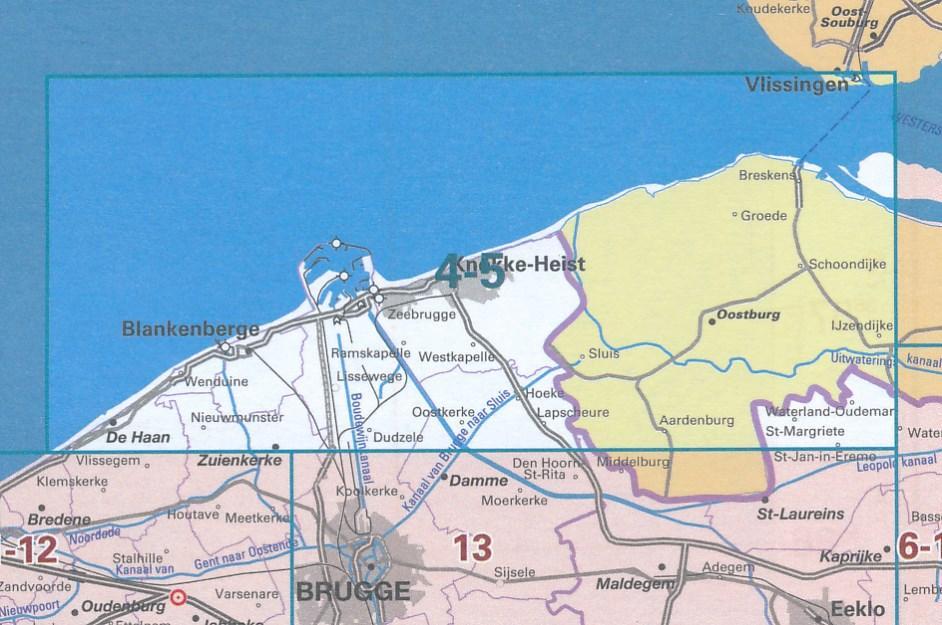 Carte topographique n° 05-04 - Knokke-Heist (Belgique) | NGI - 1/50 000 carte pliée IGN Belgique 