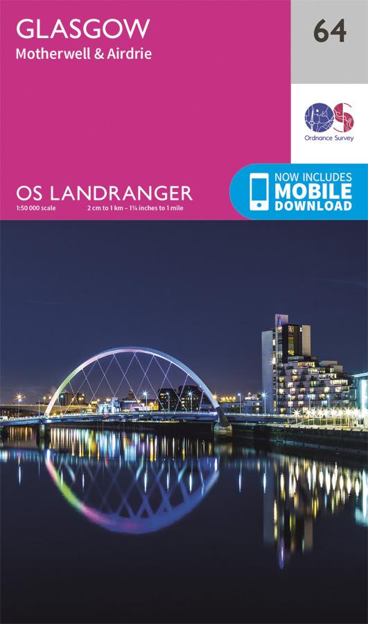 Carte topographique n° 064 - Glasgow (Grande Bretagne) | Ordnance Survey - Landranger carte pliée Ordnance Survey 