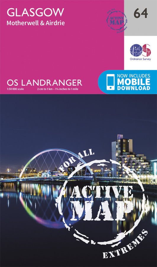 Carte topographique n° 064 - Glasgow (Grande Bretagne) | Ordnance Survey - Landranger carte pliée Ordnance Survey Plastifiée 