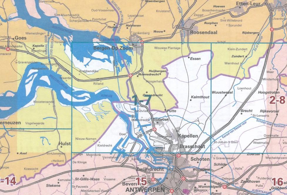 Carte topographique n° 07-01 - Brasschaat (Belgique) | NGI - 1/50 000 carte pliée IGN Belgique 