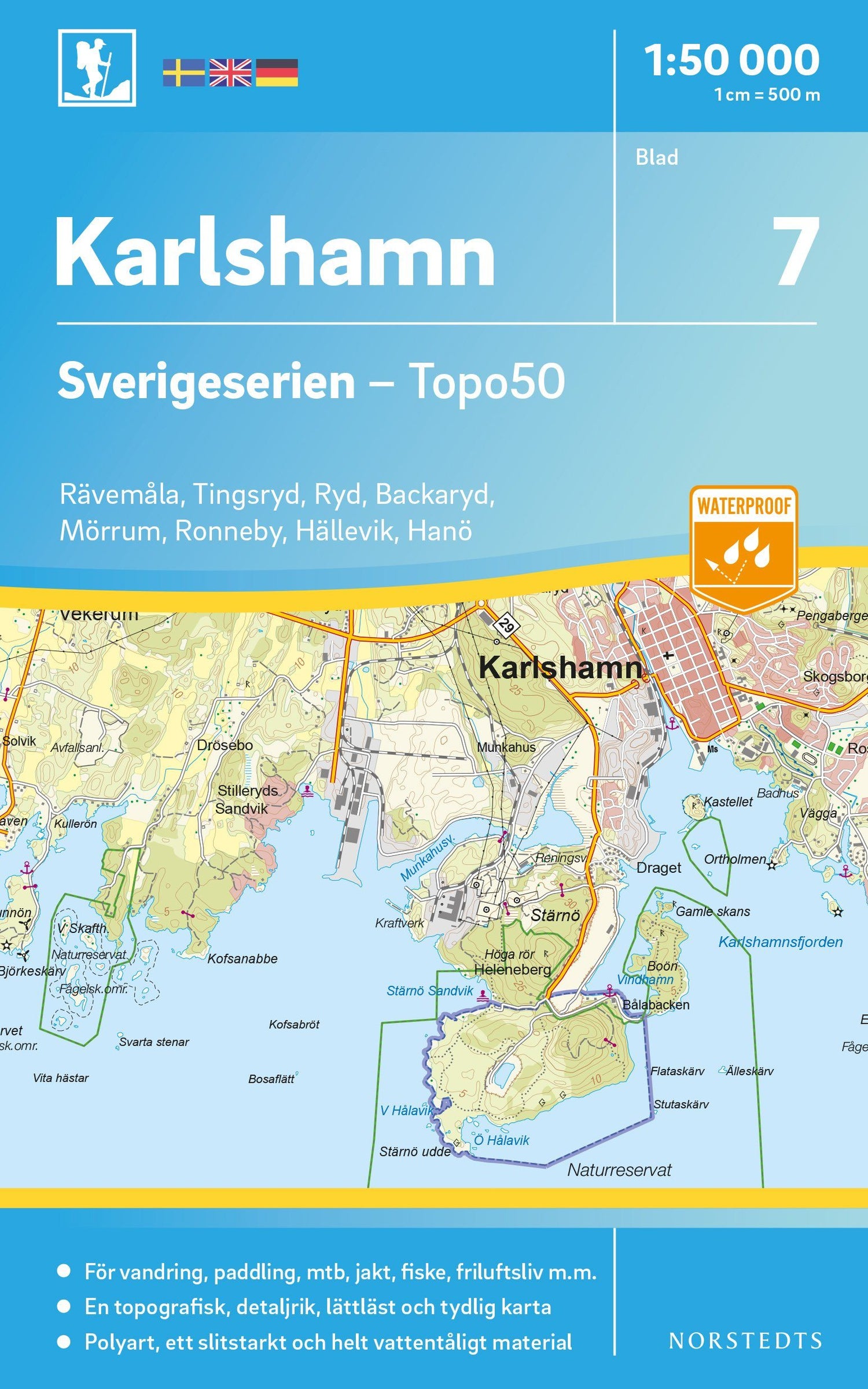 Carte topographique n° 07 - Karlshamn (Suède) | Norstedts - Sverigeserien carte de randonnée Norstedts