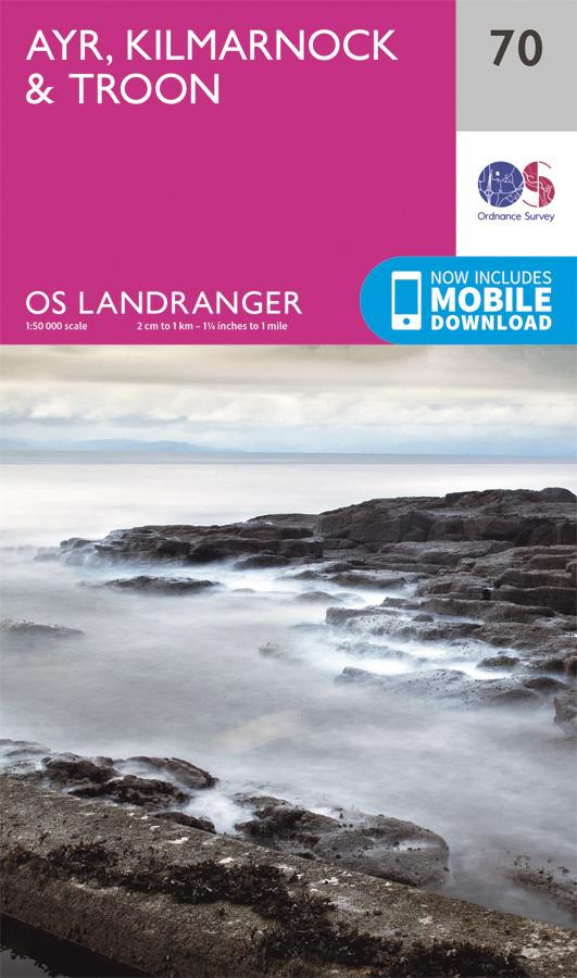Carte topographique n° 070 - Ayr, Kilmarnock, Troon (Grande Bretagne) | Ordnance Survey - Landranger carte pliée Ordnance Survey 