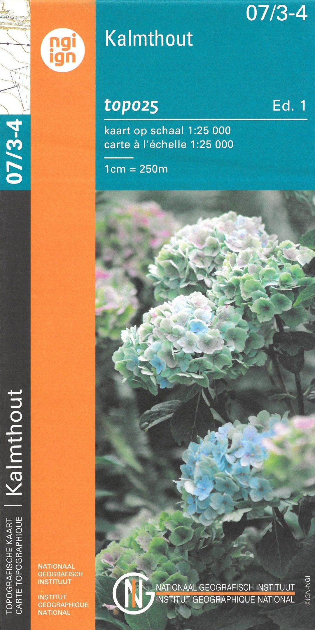 Carte topographique n° 07/3-4 - Kalmthout (Belgique) | NGI topo 25 carte pliée IGN Belgique 