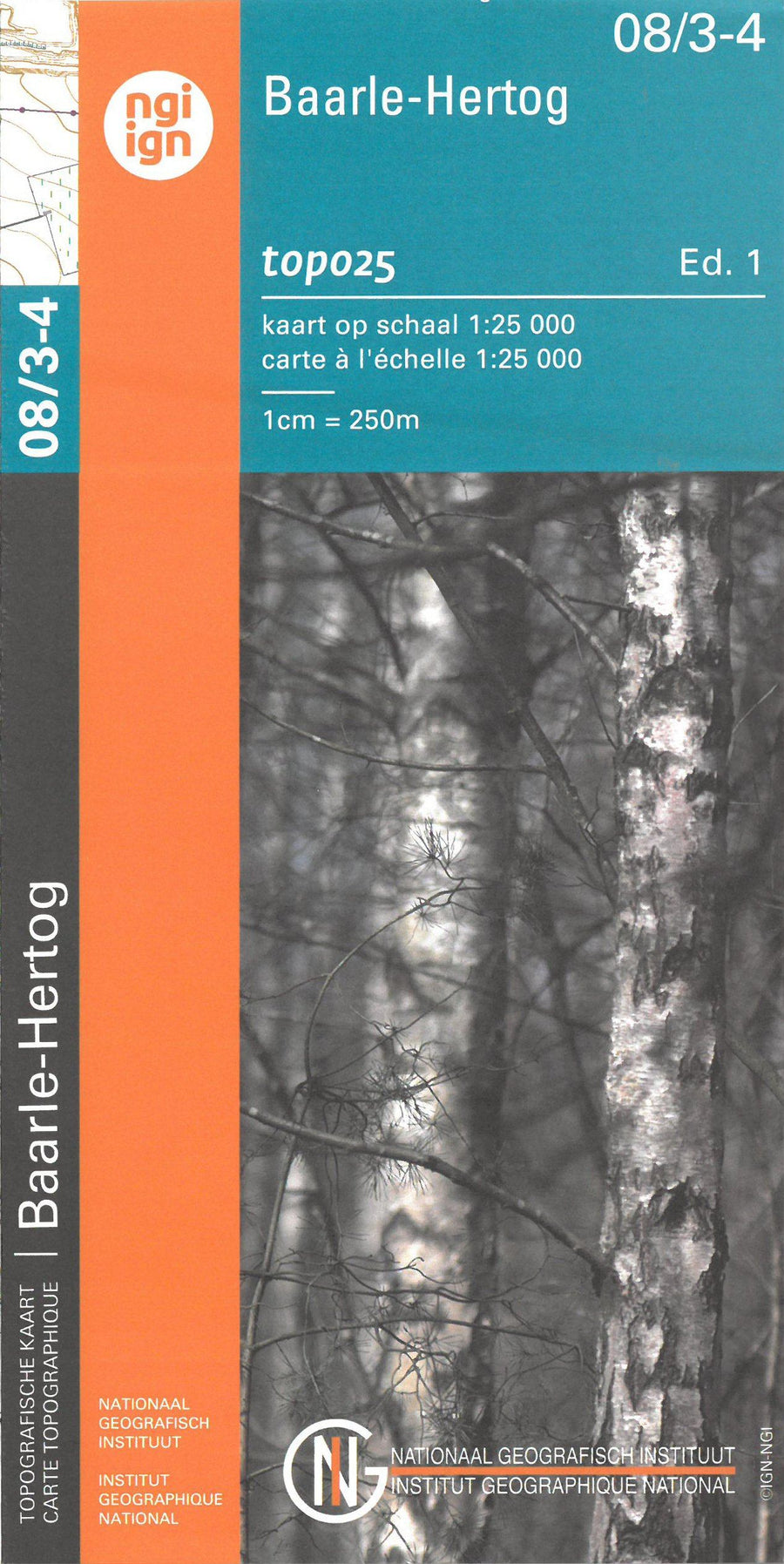 Carte topographique n° 08/3-4 - Baarle-Hertog (Belgique) | NGI topo 25 carte pliée IGN Belgique 