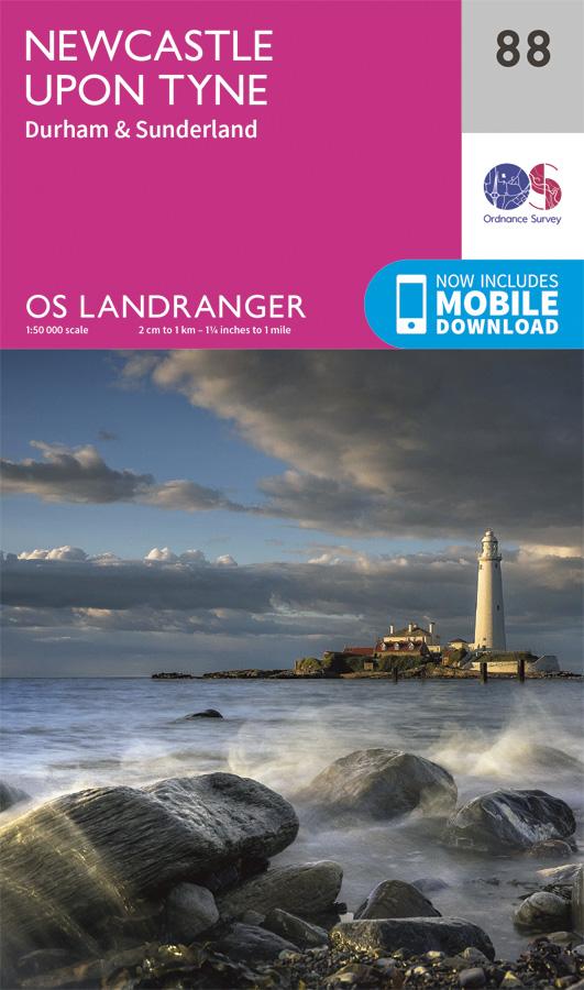 Carte topographique n° 088 - Newcastle upon Tyne (Grande Bretagne) | Ordnance Survey - Landranger carte pliée Ordnance Survey 