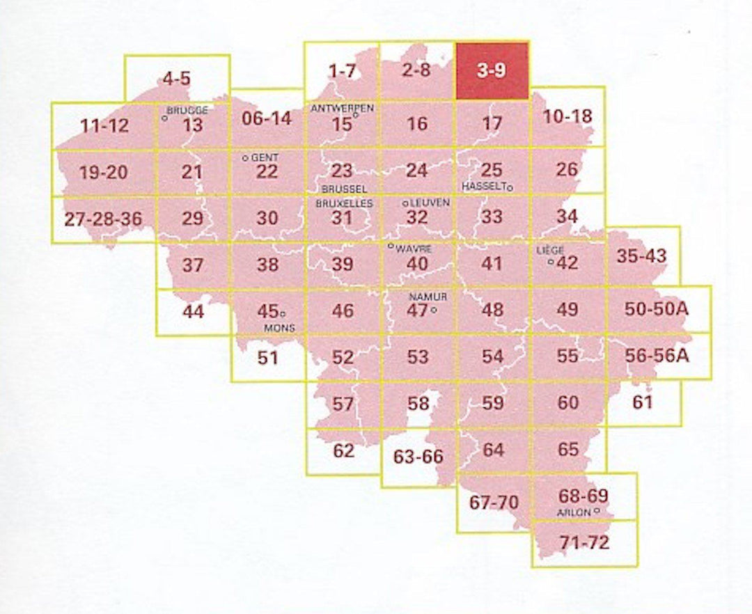 Carte topographique n° 09-03 - Arendonk (Belgique) | NGI - 1/50 000 carte pliée IGN Belgique 