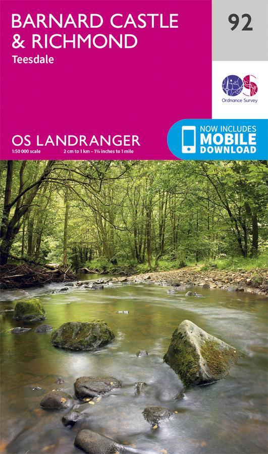 Carte topographique n° 092 - Barnard Castle (Grande Bretagne) | Ordnance Survey - Landranger carte pliée Ordnance Survey 