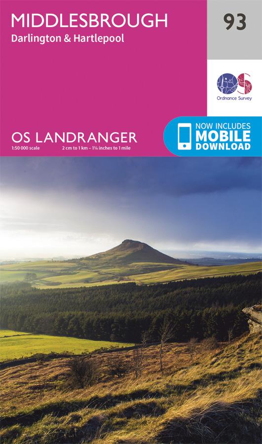 Carte topographique n° 093 - Middlesbrough, Darlington (Grande Bretagne) | Ordnance Survey - Landranger carte pliée Ordnance Survey 