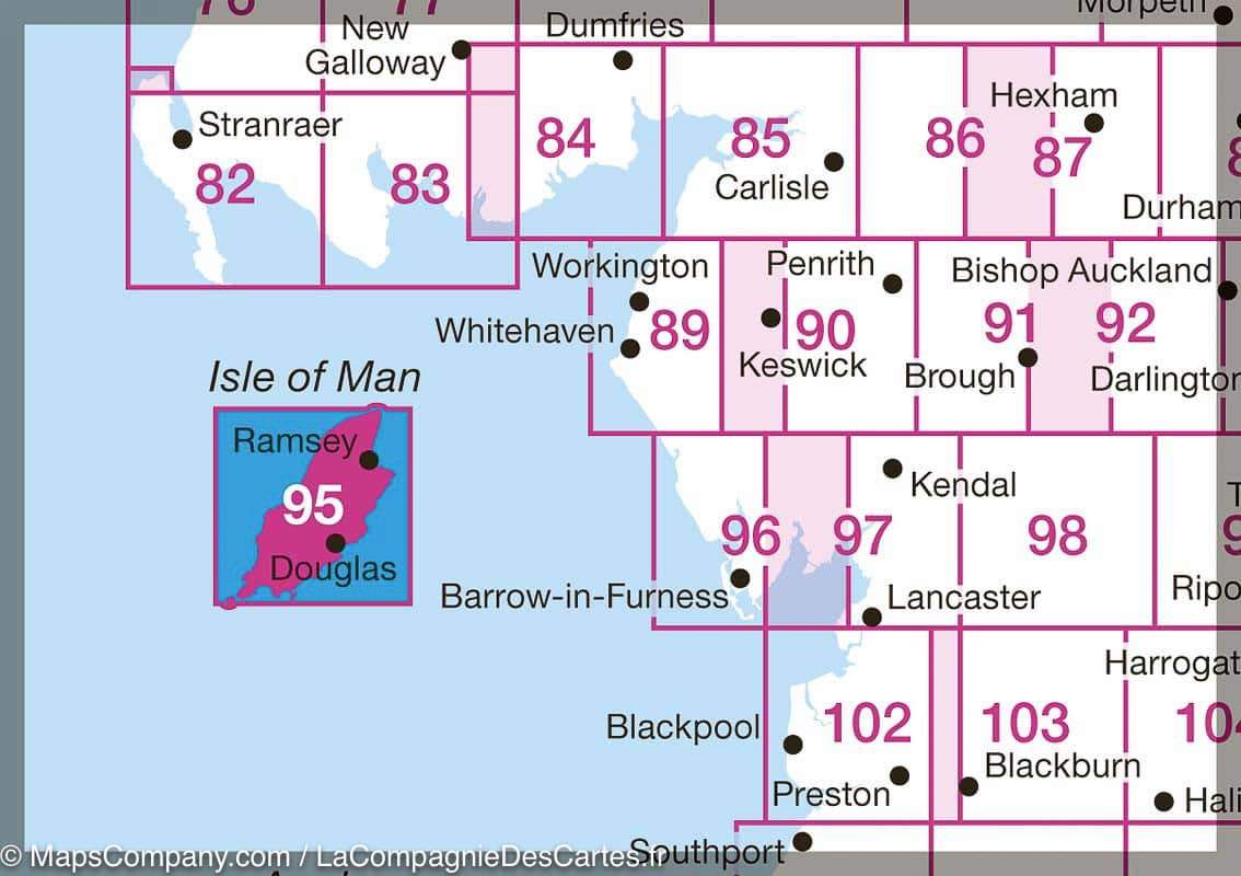 Carte topographique n° 095 - Ile de Man | Ordnance Survey - Landranger carte de randonnée Ordnance Survey