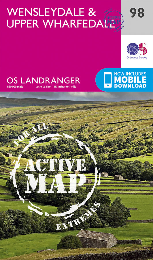 Carte topographique n° 098 - Wensleydale, Upper Wharfedale (Grande Bretagne) | Ordnance Survey - Landranger carte de randonnée Ordnance Survey Plastifiée