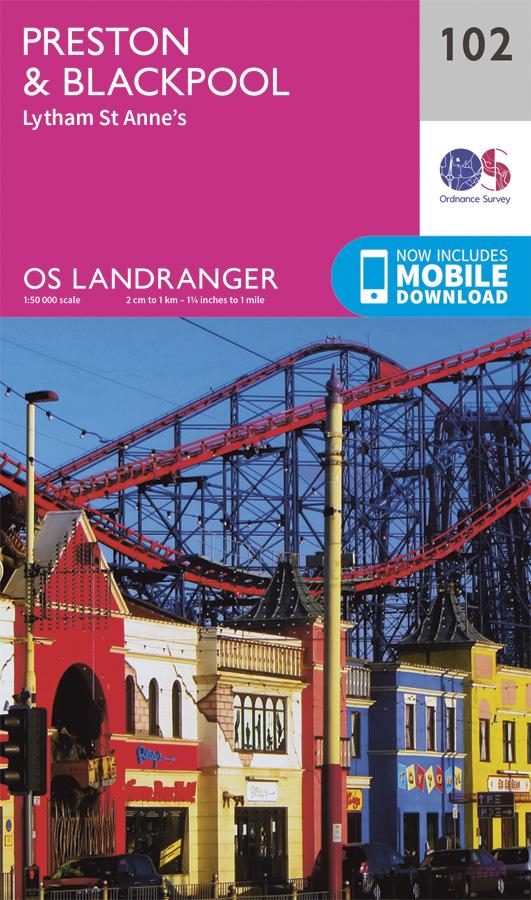 Carte topographique n° 102 - Preston, Blackpool (Grande Bretagne) | Ordnance Survey - Landranger carte pliée Ordnance Survey 