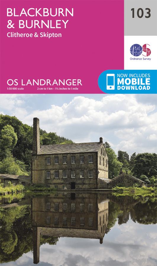 Carte topographique n° 103 - Blackburn, Burnley (Grande Bretagne) | Ordnance Survey - Landranger carte pliée Ordnance Survey 