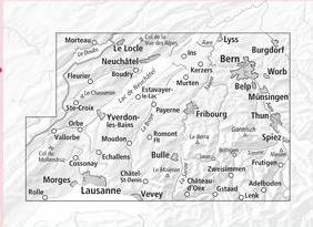 Carte topographique n° 104 - Lausanne, Bern (Suisse) | Swisstopo - 1/100 000 carte routière Swisstopo