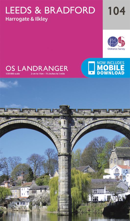Carte topographique n° 104 - Leeds, Bradford, Harrogate, Ilkley (Grande Bretagne) | Ordnance Survey - Landranger carte pliée Ordnance Survey 