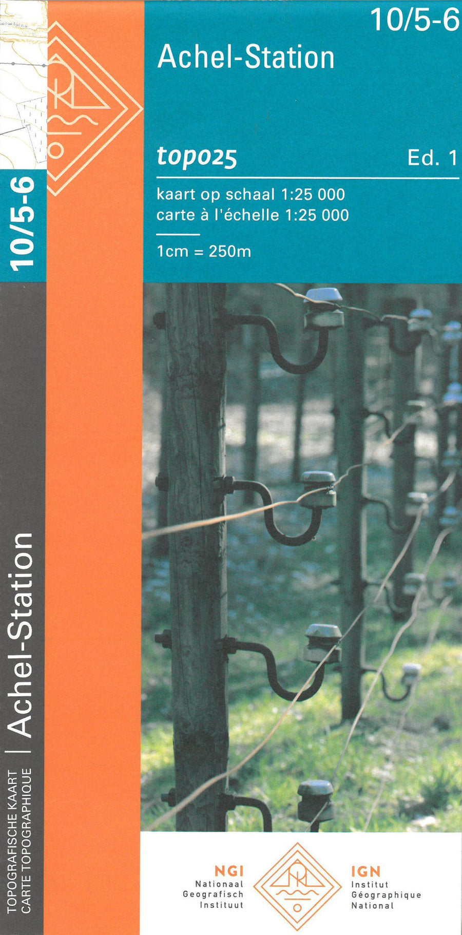 Carte topographique n° 10/5-6 - Achel Station (Belgique) | NGI topo 25 carte pliée IGN Belgique 