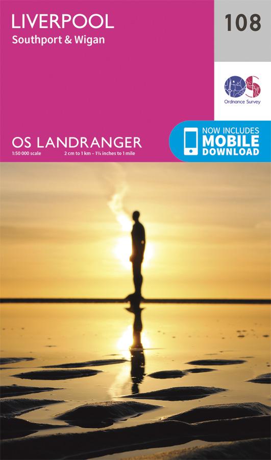 Carte topographique n° 108 - Liverpool (Grande Bretagne) | Ordnance Survey - Landranger carte pliée Ordnance Survey 