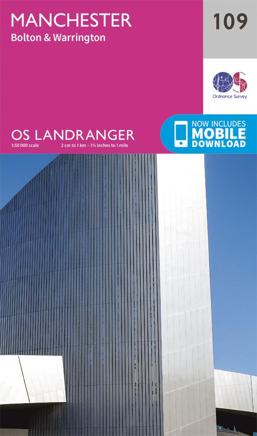 Carte topographique n° 109 - Manchester (Grande Bretagne) | Ordnance Survey - Landranger carte pliée Ordnance Survey 