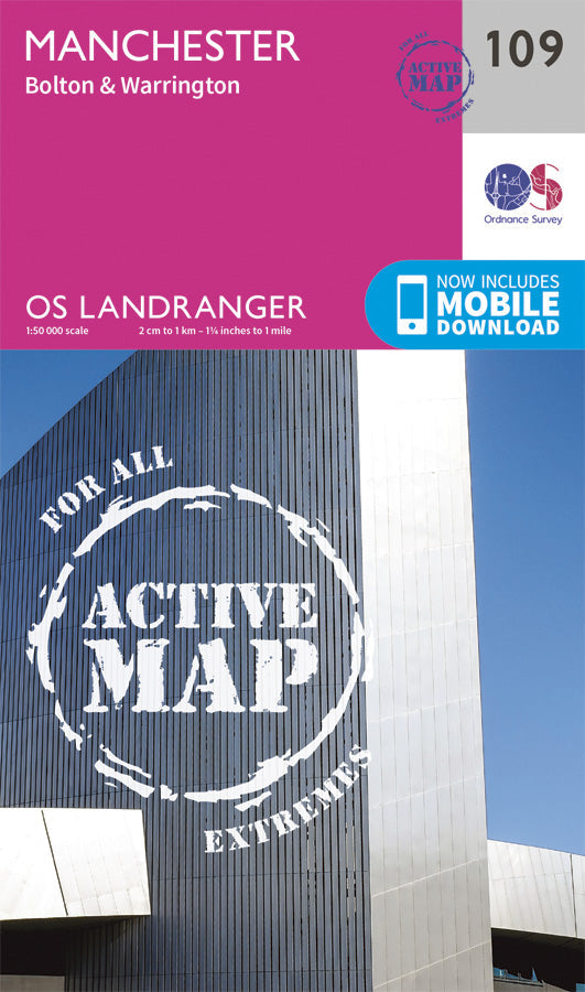 Carte topographique n° 109 - Manchester (Grande Bretagne) | Ordnance Survey - Landranger carte pliée Ordnance Survey Plastifiée 