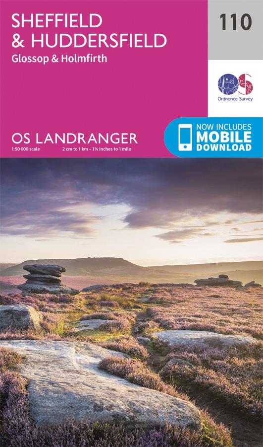 Carte topographique n° 110 - Sheffield, Huddersfield (Grande Bretagne) | Ordnance Survey - Landranger carte de randonnée Ordnance Survey Papier