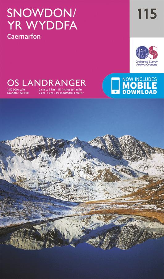 Carte topographique n° 115 - Snowdon, Yr Wyddfa (Grande Bretagne) | Ordnance Survey - Landranger carte pliée Ordnance Survey 